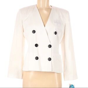 Oleg‎ Cassini vintage white ivory double breasted blazer jacket size 6